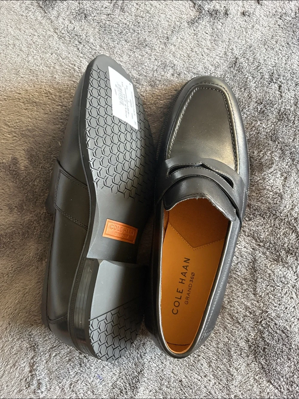 Cole Haan Black Leather Penny Loafers with Tan Insole
